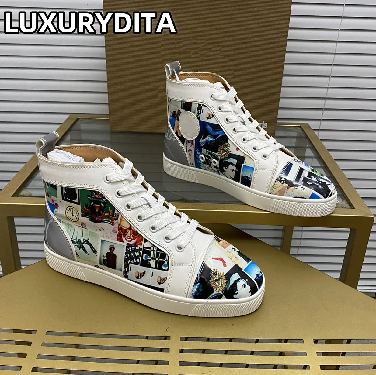 Top Quality Womens Trendy Casual Tennis Shoes Luxury Mens Real Leather Sneakers 35-48 Designr Rivet Red Soled Lovers Shoes M0251
Top Quality Womens Trendy Casual Tennis Shoes Luxury Mens Real Leather Sneakers 35-48 Designr Rivet Red Soled Lovers Shoes M0251
