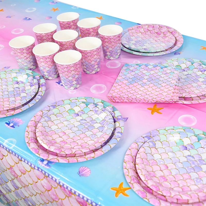 Mermaid Disposable Tableware Paper Plates Cups Napkins Tablecloth Table Decoration Mermaid Birthday Party Decor Kids Baby Shower
Mermaid Disposable Tableware Paper Plates Cups Napkins Tablecloth Table Decoration Mermaid Birthday Party Decor Kids Baby Shower
