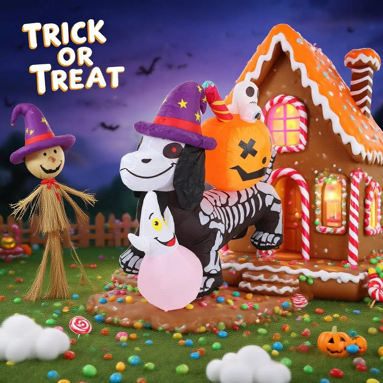 Halloween Inflatables Outdoor Decorations Witch Hat Skeleton Dog with Pumpkins, Built-in LED Lights Blow Up for yard
Halloween Inflatables Outdoor Decorations Witch Hat Skeleton Dog with Pumpkins, Built-in LED Lights Blow Up for yard