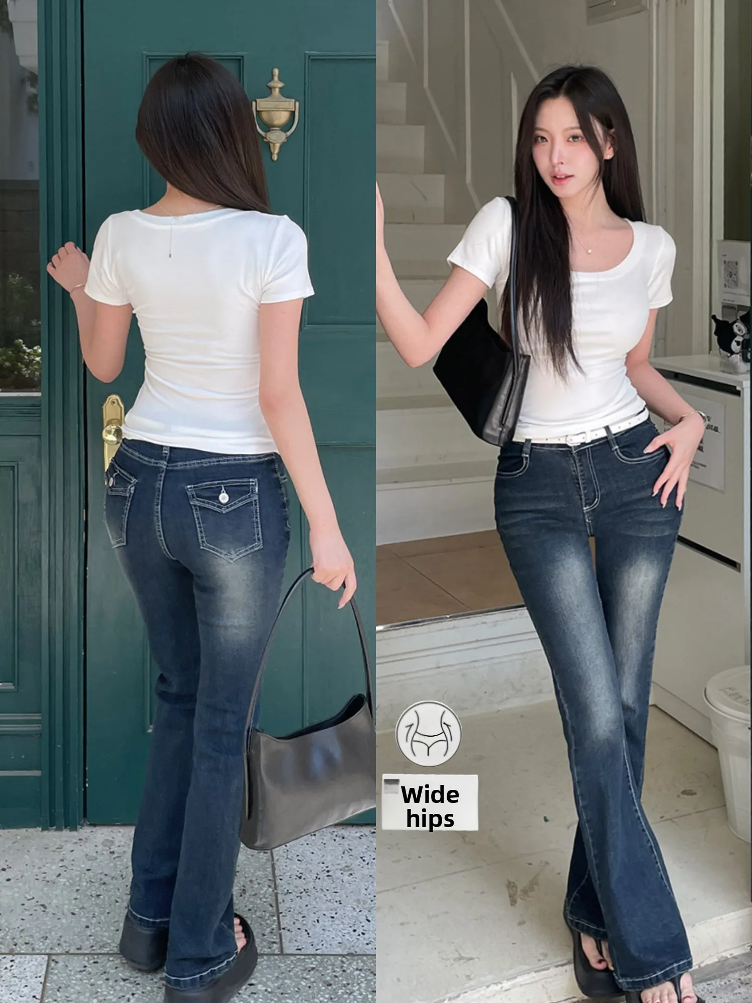 High Waist Bell Bottom Jeans Women's Slim Fit Washed Denim Highlight Hip Lifting mid Rise Bell Pants Autumn Season Ladies
High Waist Bell Bottom Jeans Women's Slim Fit Washed Denim Highlight Hip Lifting mid Rise Bell Pants Autumn Season Ladies
