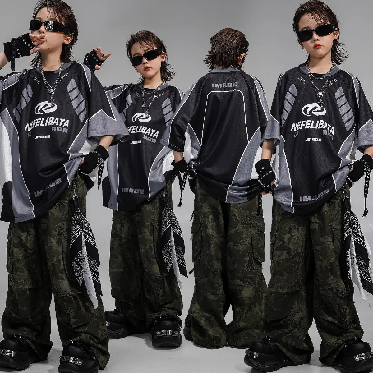 Kid Kpop Hip Hop Clothing Black Gray T Shirt Top Camouflage Casual Parachute Cargo Pants for Girl Boy Jazz Dance Costume Clothes
Kid Kpop Hip Hop Clothing Black Gray T Shirt Top Camouflage Casual Parachute Cargo Pants for Girl Boy Jazz Dance Costume Clothes