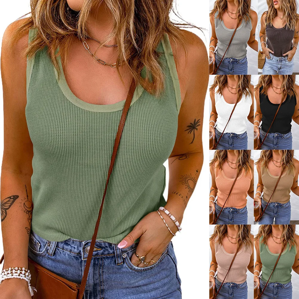 2023 Women's Spring and Autumn Summer New Tank Top Comfortable Casual Solid Color U Neck T-shirt Women's Fashion Sleeveless Tops
2023 Women's Spring and Autumn Summer New Tank Top Comfortable Casual Solid Color U Neck T-shirt Women's Fashion Sleeveless Tops