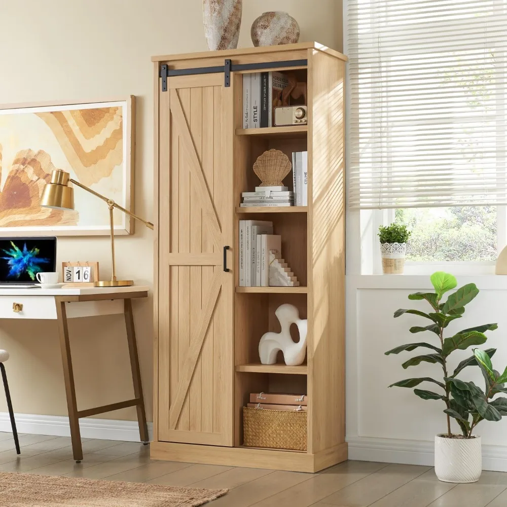 Wide Large Wooden Bookcase w/Sliding Barn Door, Tier Storage Cabinet with Adjustable Shelves, for Living Room, Offices
Wide Large Wooden Bookcase w/Sliding Barn Door, Tier Storage Cabinet with Adjustable Shelves, for Living Room, Offices