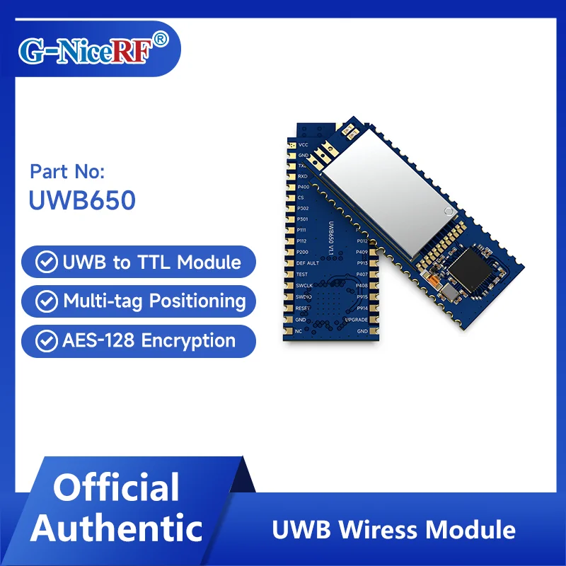 NiceRF| 2PCS UWB650 High-Precision Ranging & Indoor Positioning UWB Module AES128 Encryption Ultra-long Distance Communication