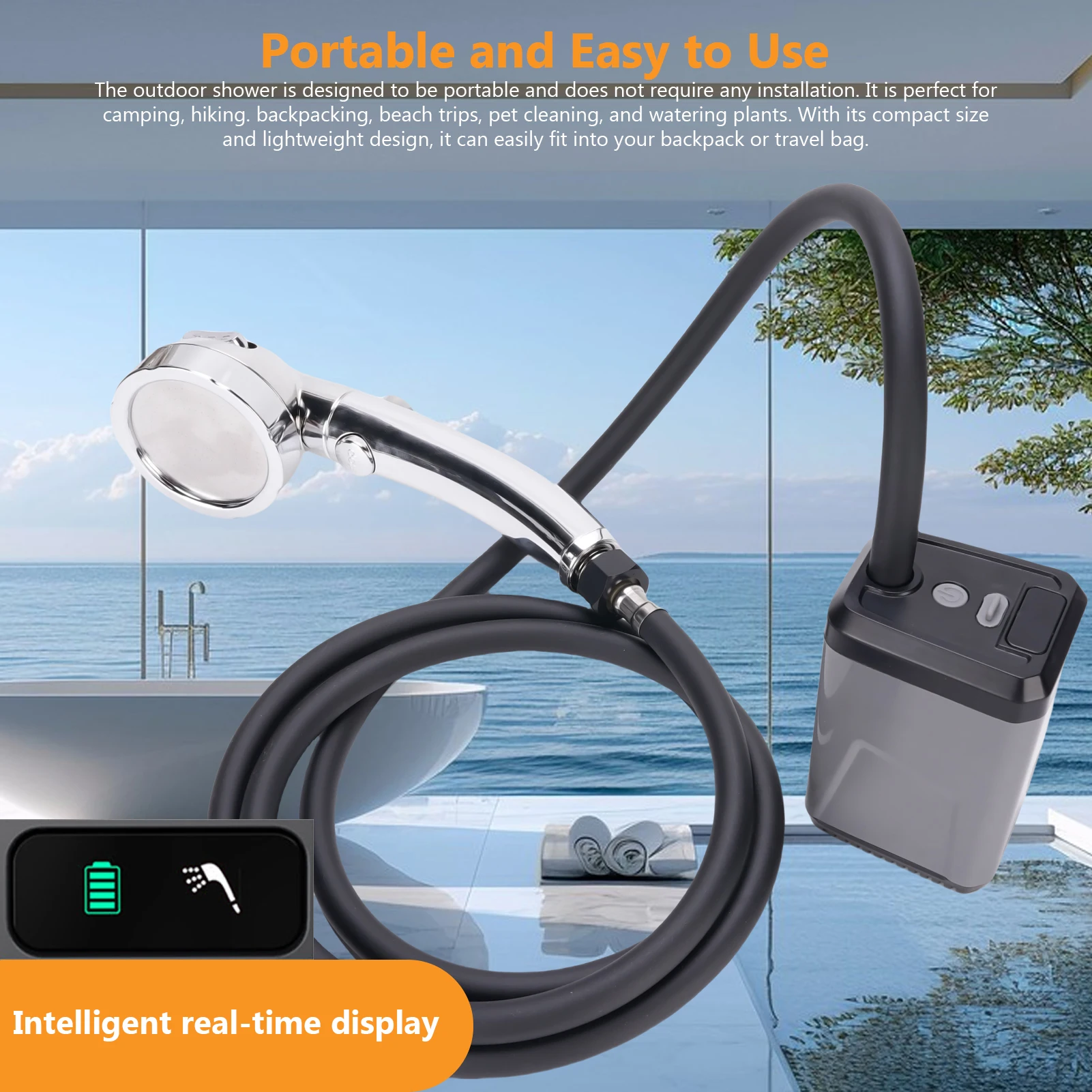 Portable Camping Shower Outdoor Electric Shower Pump USB Rechargeable Battery Powered Shower with Display Screen
Portable Camping Shower Outdoor Electric Shower Pump USB Rechargeable Battery Powered Shower with Display Screen