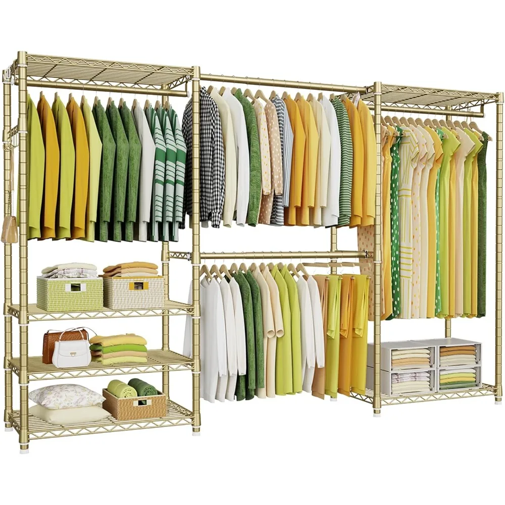 E1 Heavy Duty Closet Garment Rack, 6 Tiers Adjustable Metal Freestanding Expandable Clothing Storage with 4 Hanger Rods, Ea
E1 Heavy Duty Closet Garment Rack, 6 Tiers Adjustable Metal Freestanding Expandable Clothing Storage with 4 Hanger Rods, Ea