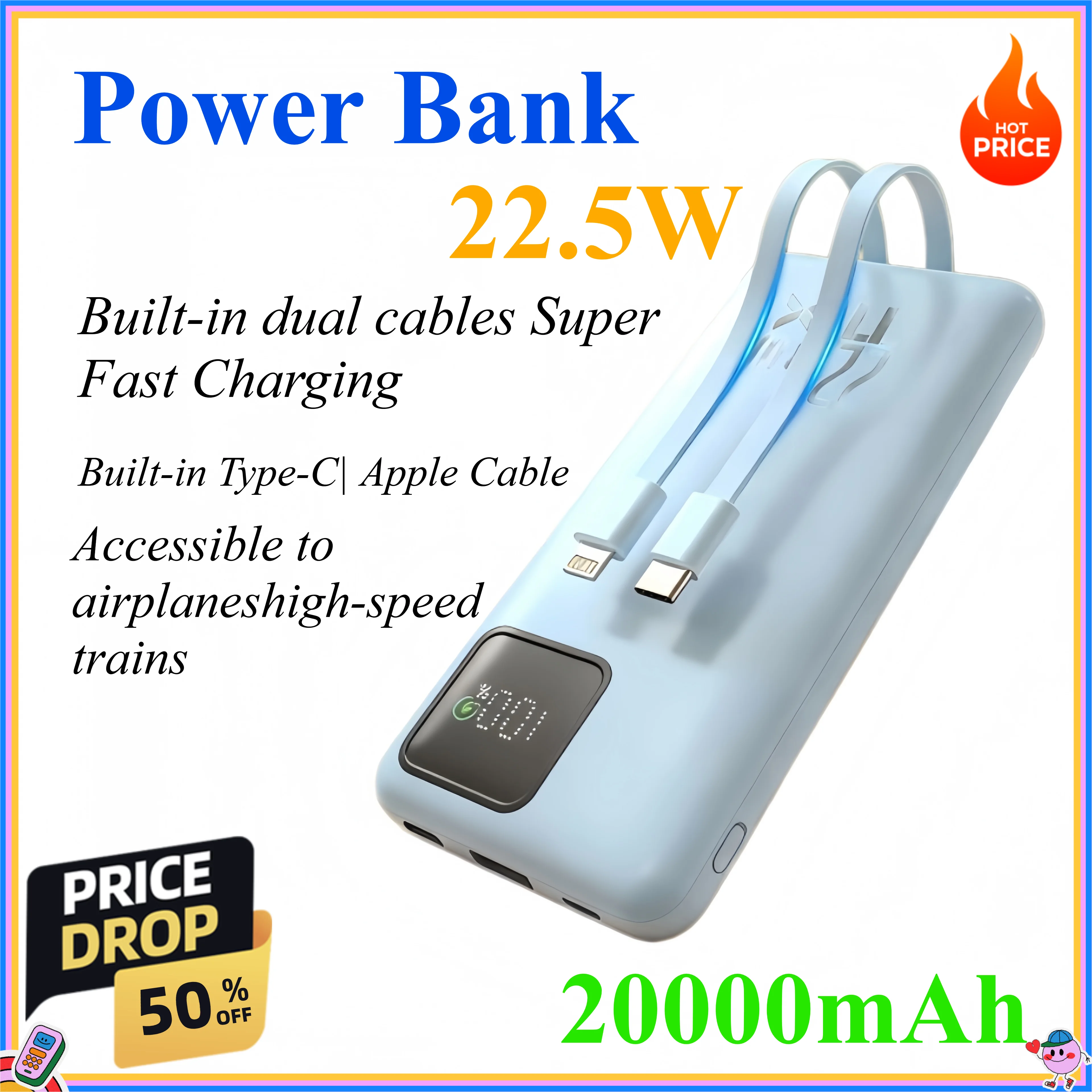 20000mAh 22.5W Power Bank Type-C Portable Charger for iPhone 17 16 15 Samsung Xiaomi Redmi Poco
20000mAh 22.5W Power Bank Type-C Portable Charger for iPhone 17 16 15 Samsung Xiaomi Redmi Poco