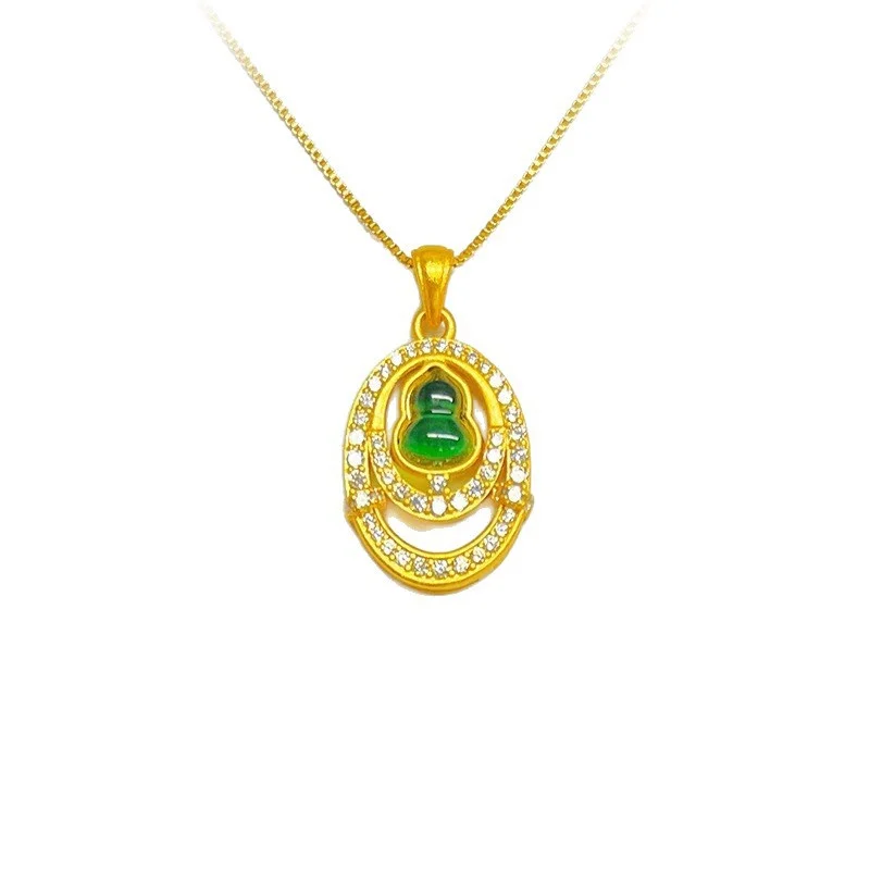 2025 New Chinese Women's Necklace - 999 Gold, 18K Gourd Pendant, Emerald Chalcedony & Micro Zircon, Elegant Clavicle Gift
2025 New Chinese Women's Necklace - 999 Gold, 18K Gourd Pendant, Emerald Chalcedony & Micro Zircon, Elegant Clavicle Gift