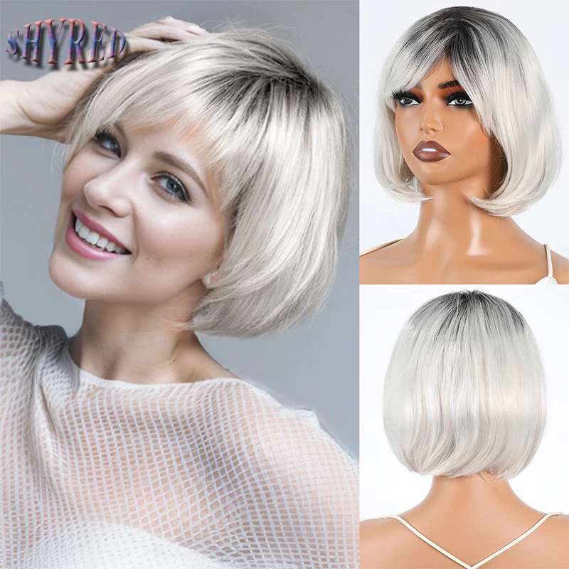 Synthetic Short Dark Root Gradient Wigs with Side Bangs Hairstyle Mommy Wig for Woman Daily Party Wear Fake Hair
Synthetic Short Dark Root Gradient Wigs with Side Bangs Hairstyle Mommy Wig for Woman Daily Party Wear Fake Hair