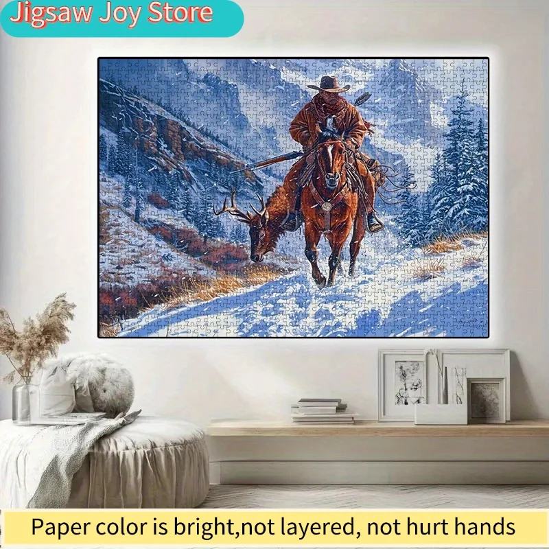 1000pcs Western Cowboy Horse Hunt Puzzle - Snowy Mountain Landscape with Hunter and Deer, Ideal for Christmas, New Year, Birth
1000pcs Western Cowboy Horse Hunt Puzzle - Snowy Mountain Landscape with Hunter and Deer, Ideal for Christmas, New Year, Birth