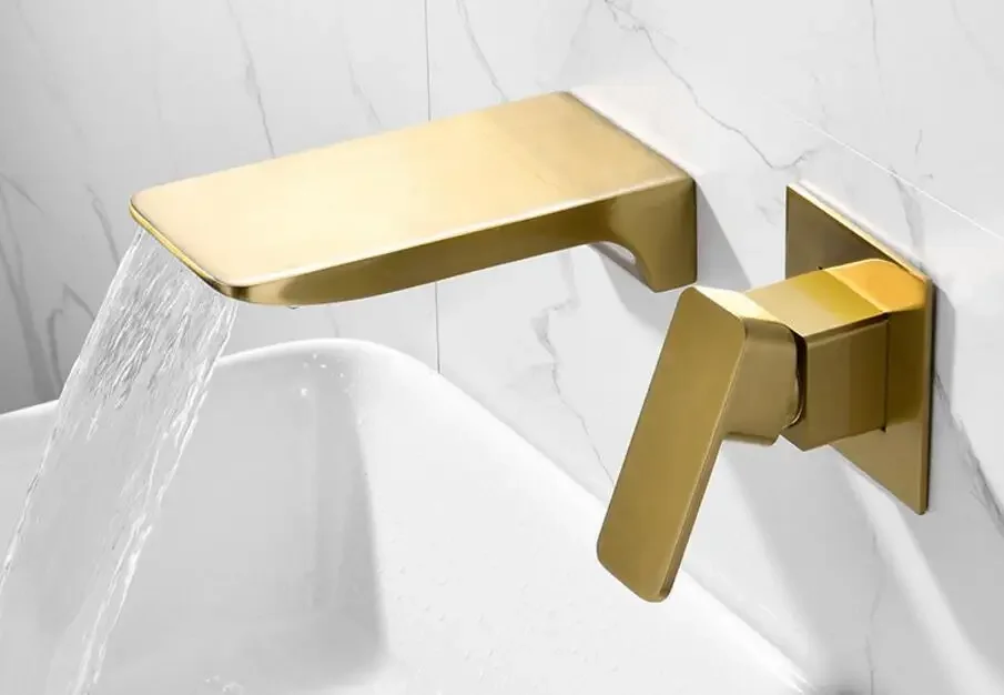Wall Mounted Brass Waterfall brushed gold BASIN FAUCET black wall Sink Tap Bathroom Concealed Hot and Cold Water Mixer Taps
Wall Mounted Brass Waterfall brushed gold BASIN FAUCET black wall Sink Tap Bathroom Concealed Hot and Cold Water Mixer Taps
