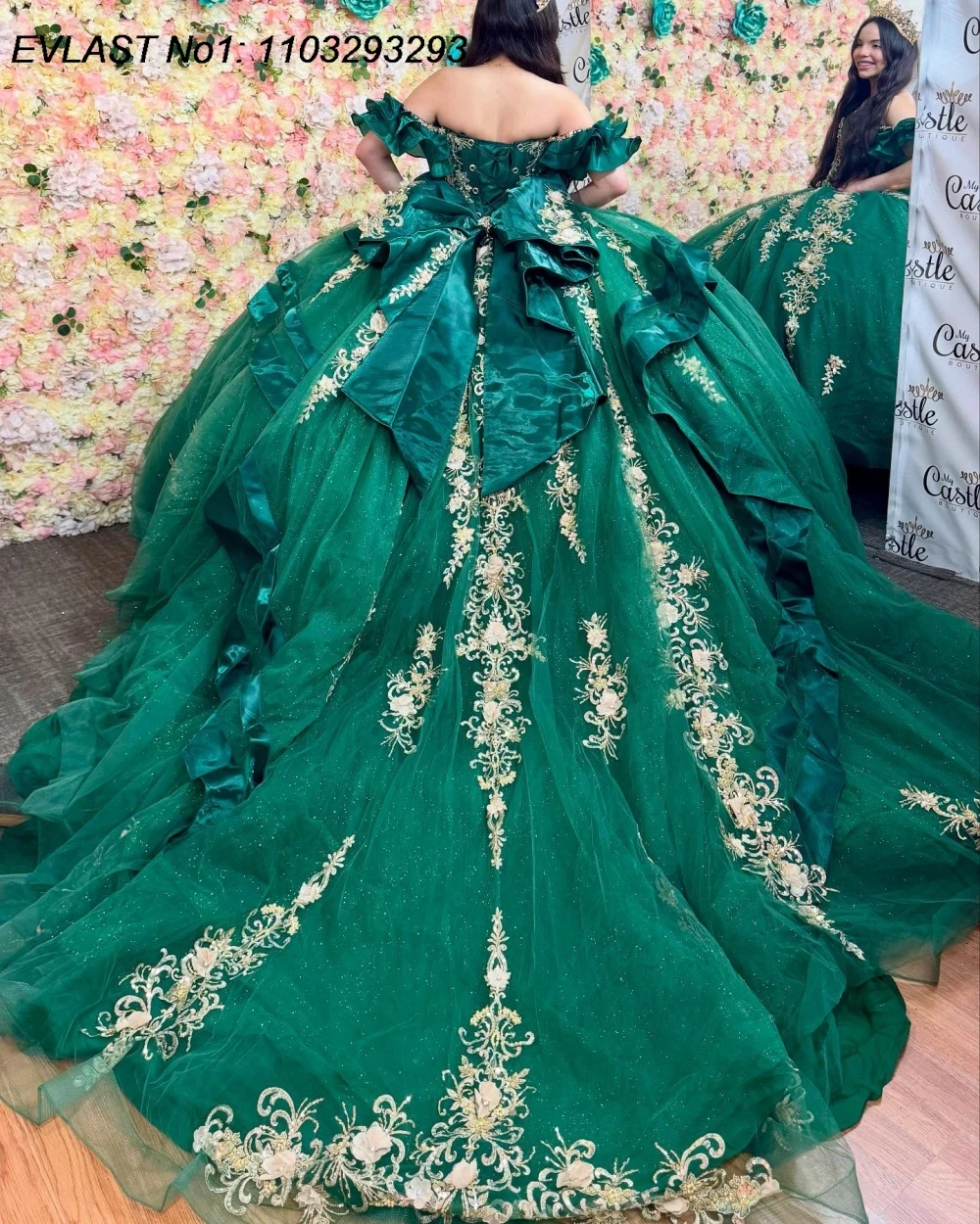 EVLAST индивидуальное темно-зеленое бальное платье принцессы Quinceanera, золотое кружевное платье с аппликацией и бисером, Sweet 16, Vestidos De 15 Anos E1Q923
EVLAST индивидуальное темно-зеленое бальное платье принцессы Quinceanera, золотое кружевное платье с аппликацией и бисером, Sweet 16, Vestidos De 15 Anos E1Q923