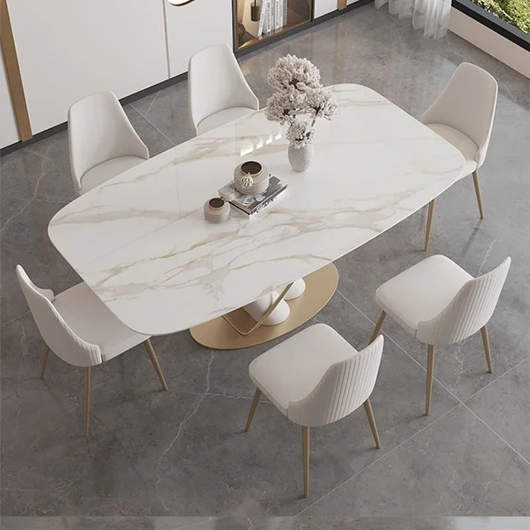 A Sintered stone modern dining room furniture tables and chairs stainless steel base rectangular dining table
A Sintered stone modern dining room furniture tables and chairs stainless steel base rectangular dining table