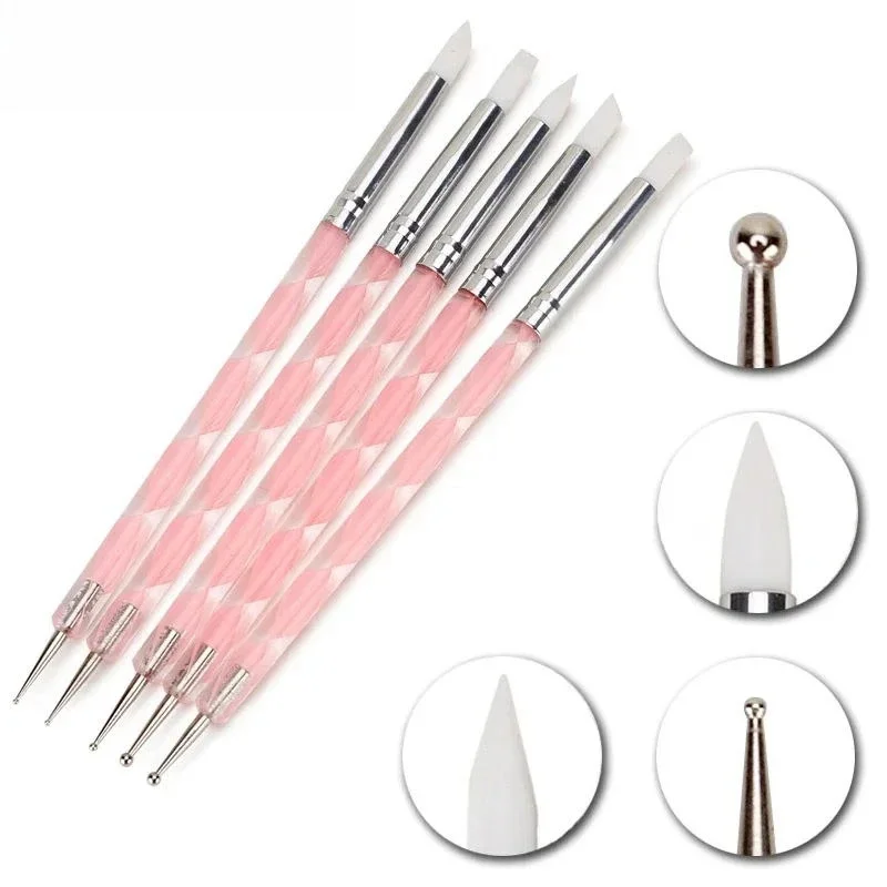 5Pcs Dual-end Nail Art Pen Set Stainless Steel Dotting Flower Painting Pen & Silicone Nail Brush Creative Manicure Design
5Pcs Dual-end Nail Art Pen Set Stainless Steel Dotting Flower Painting Pen & Silicone Nail Brush Creative Manicure Design