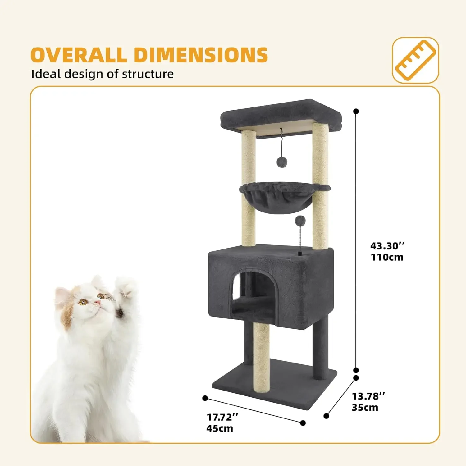 Fashion Design 43.3" Cat Trees with Cat Houses
Fashion Design 43.3" Cat Trees with Cat Houses