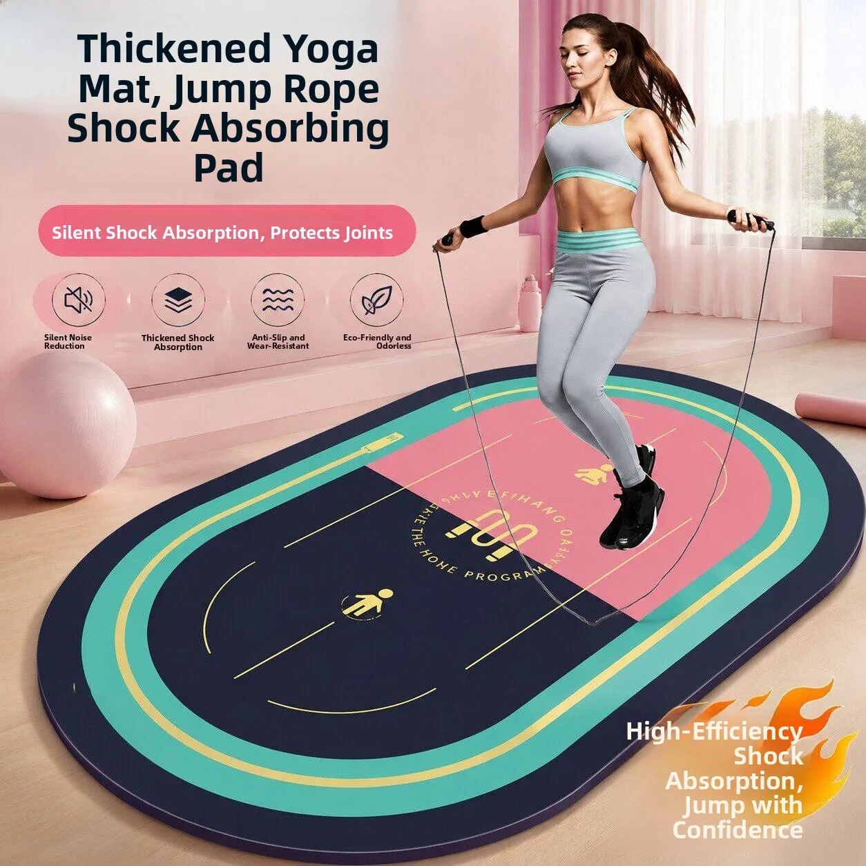 Thickened Yoga Mat Oval Fitness Jump Rope Silent Home Indoor Anti-Slip Gym Noise Reduction Professional Sports Mat Pad
Thickened Yoga Mat Oval Fitness Jump Rope Silent Home Indoor Anti-Slip Gym Noise Reduction Professional Sports Mat Pad