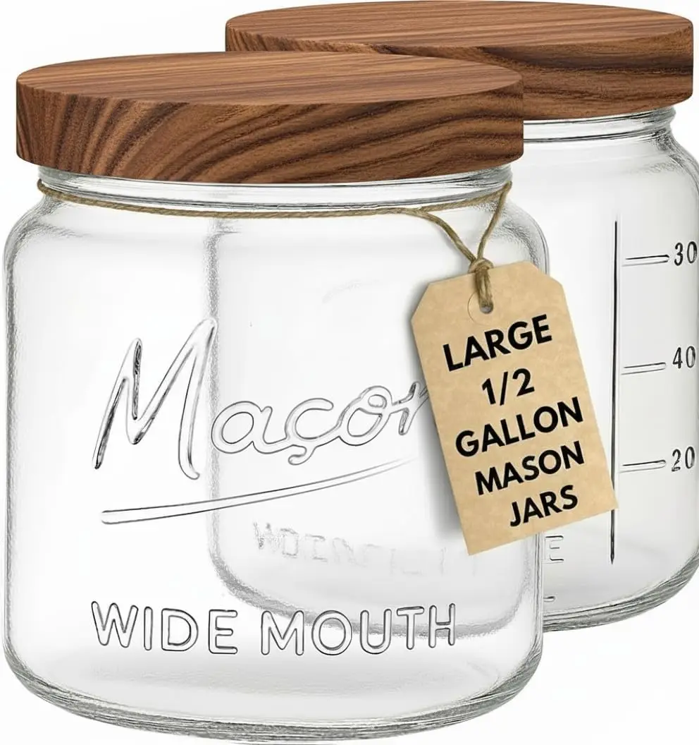 Large Jars with Lids – 64 oz Jars Wide Mouth, 1/2 Gallon Glass Jar with Lid for Pantry Storage, Canning, Flour, Dry Go
Large Jars with Lids – 64 oz Jars Wide Mouth, 1/2 Gallon Glass Jar with Lid for Pantry Storage, Canning, Flour, Dry Go