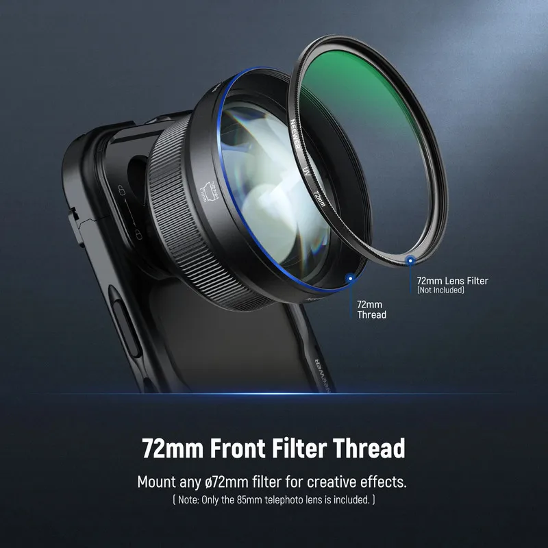 NEEWER LS-59 85mm HD Telephoto Lens with 17mm Thread & 72mm Filter Interface for Smartphone Photography
NEEWER LS-59 85mm HD Telephoto Lens with 17mm Thread & 72mm Filter Interface for Smartphone Photography