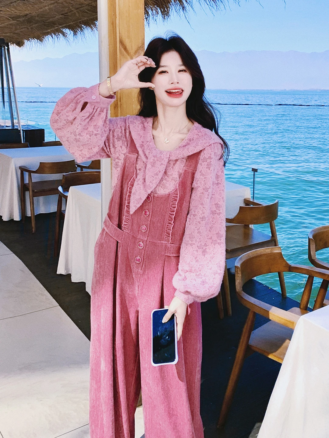Spring Faion Women's Pink Lace Top And Velvet Jumpsuit Two-Piece Set Splicing Design Gentle Sle Ensemble High Waist Long ...
Spring Faion Women's Pink Lace Top And Velvet Jumpsuit Two-Piece Set Splicing Design Gentle Sle Ensemble High Waist Long ...
