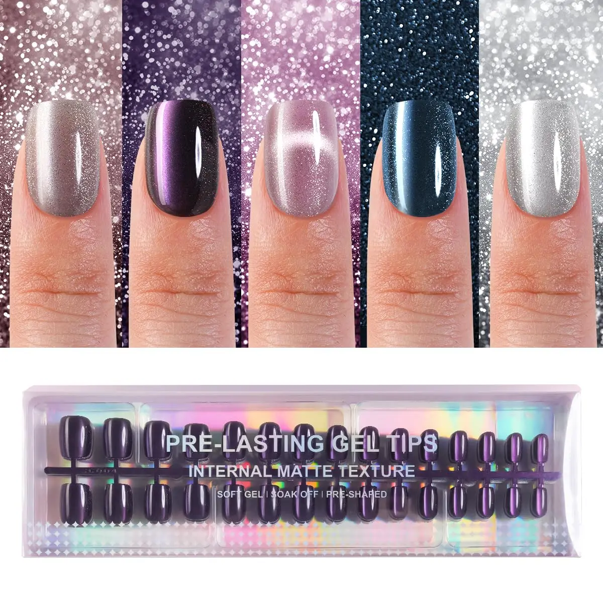 150Pcs Cat Eye Press on Nails Short Square, Soft Gel Fake Nails, Glossy Glitter Nail Tips for Women Girls, 15 Sizes
150Pcs Cat Eye Press on Nails Short Square, Soft Gel Fake Nails, Glossy Glitter Nail Tips for Women Girls, 15 Sizes