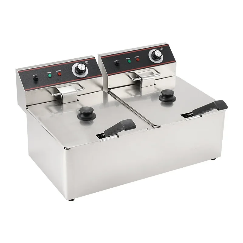 Double Cylinder 11L Electric Fryer Thickened Deep Frying Pan Electric Fryer Commercial Desktop Stainless Steel Deep Frying Pan
Double Cylinder 11L Electric Fryer Thickened Deep Frying Pan Electric Fryer Commercial Desktop Stainless Steel Deep Frying Pan
