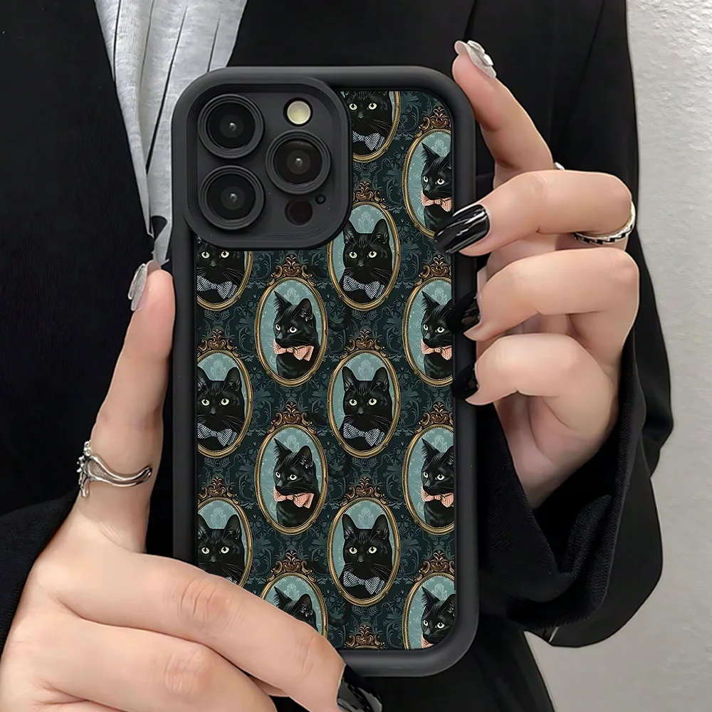 Black cat pattern phone case for iPhone 17 16 15 14 13 12 11 Pro/ Max/Plus shock-proof rear cover anti-fingerprint 
Black cat pattern phone case for iPhone 17 16 15 14 13 12 11 Pro/ Max/Plus shock-proof rear cover anti-fingerprint