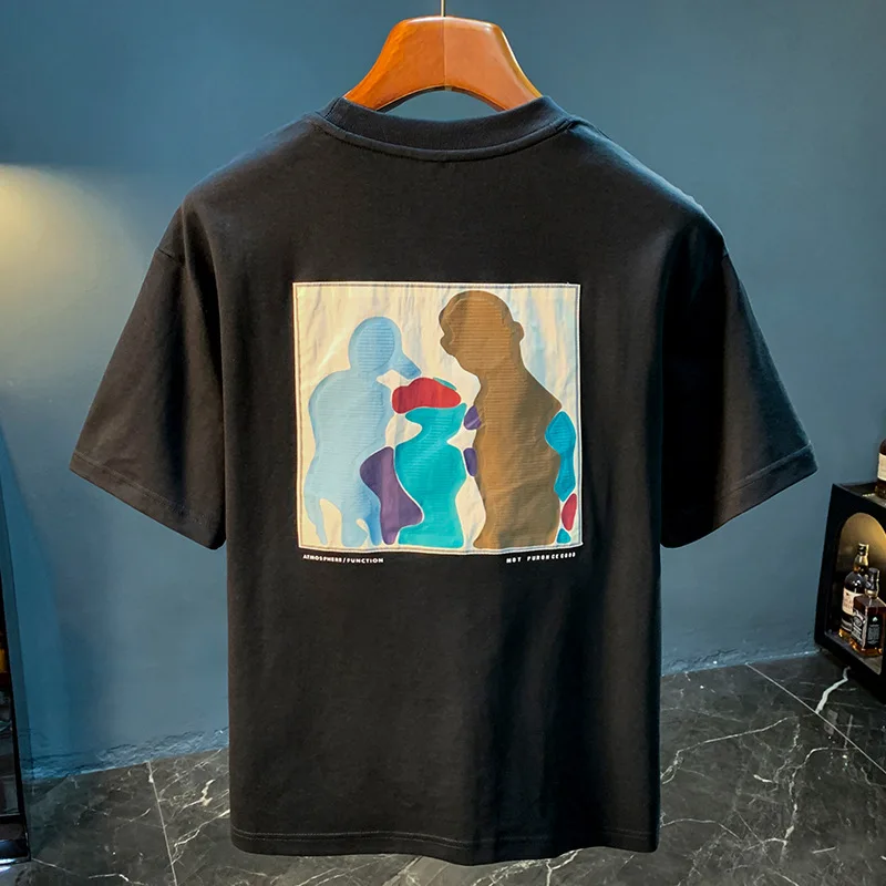 Creative patchwork embroidered summer T-shirt for men, loose and versatile, trendy and casual street short sleeved top
Creative patchwork embroidered summer T-shirt for men, loose and versatile, trendy and casual street short sleeved top