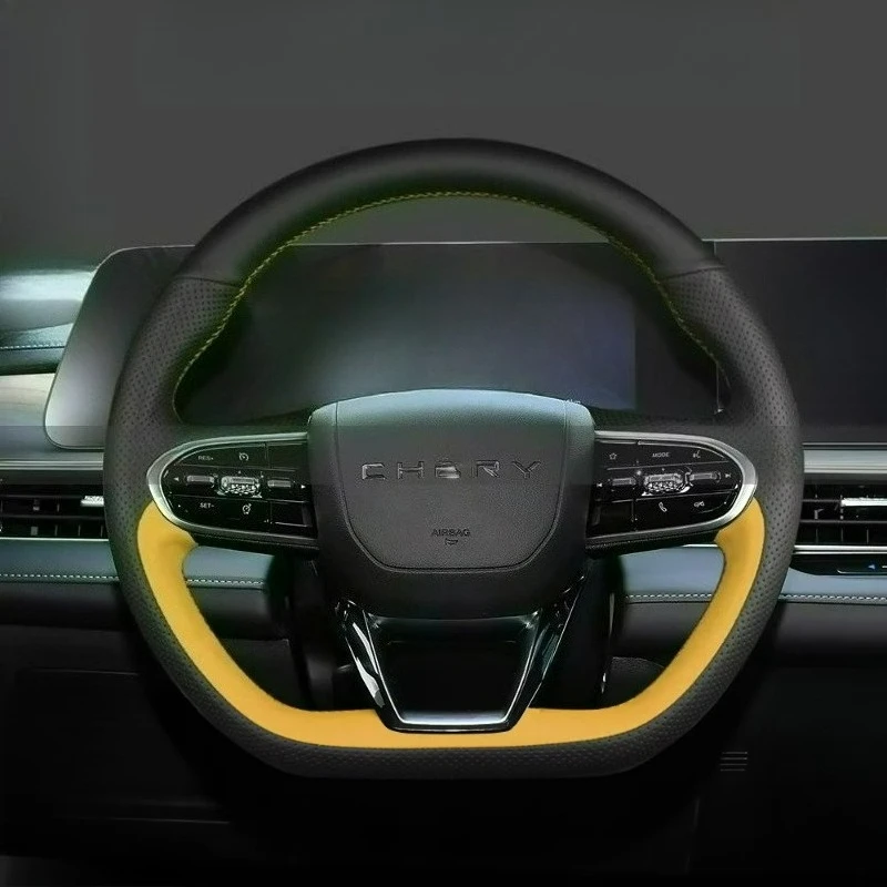 Hand-stitched renovation Non-slip black yellow leather steering wheel cover For Chery Fulwin T9/A8L Exploration06 Tiggo 8/9
Hand-stitched renovation Non-slip black yellow leather steering wheel cover For Chery Fulwin T9/A8L Exploration06 Tiggo 8/9
