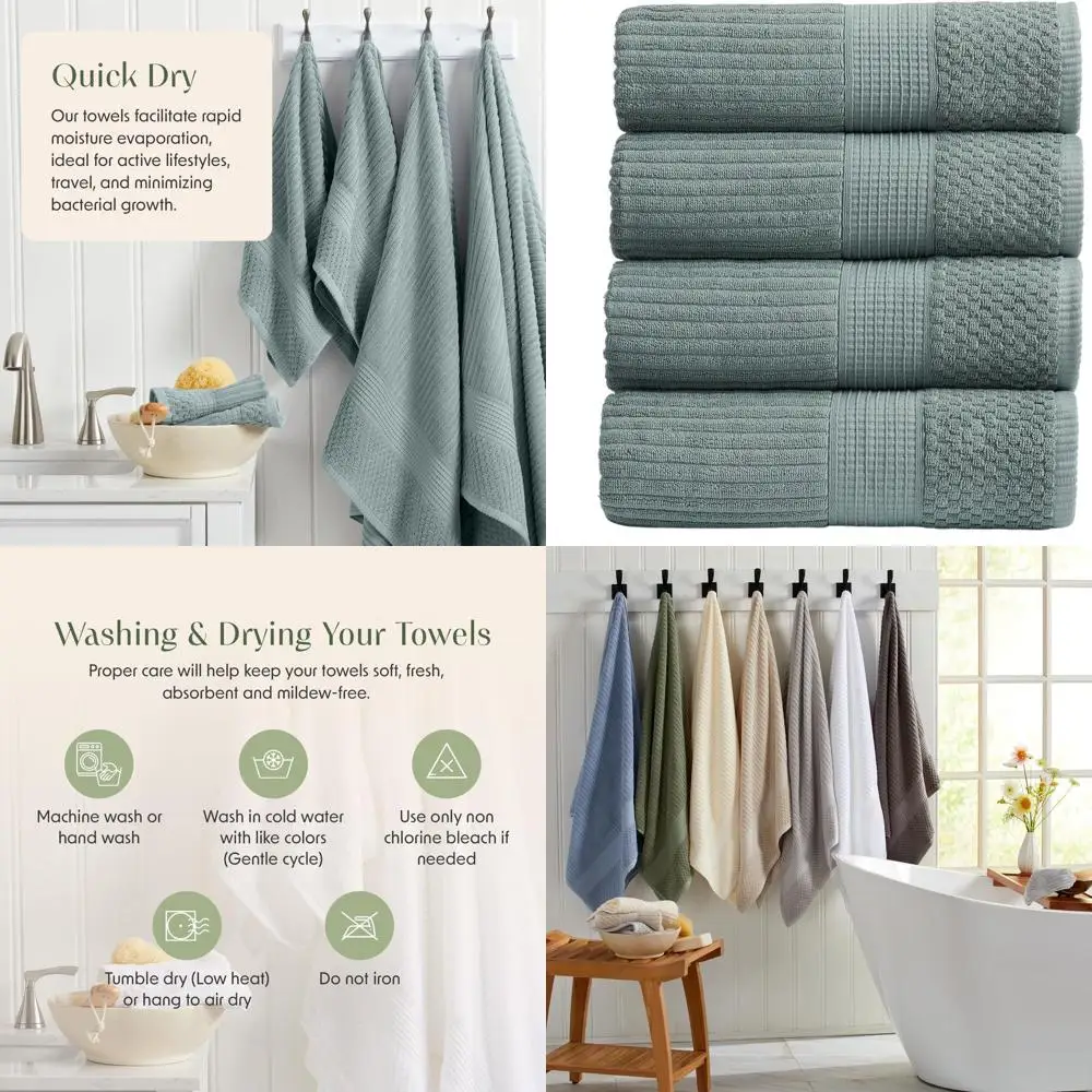 4-Piece Cotton Bath Towel Set | Ultra Soft, Fast Drying, Durable Texture | Krista Collection - Silver Blue
4-Piece Cotton Bath Towel Set | Ultra Soft, Fast Drying, Durable Texture | Krista Collection - Silver Blue