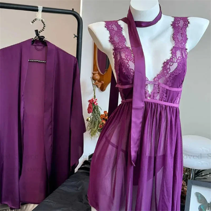 Deep V-Neck Lace Chemise Sleepwear Women Sexy Lingerie Seet Satin Home Dressing Gown Nuisette Sexy De Nuit Satin Loungewear
Deep V-Neck Lace Chemise Sleepwear Women Sexy Lingerie Seet Satin Home Dressing Gown Nuisette Sexy De Nuit Satin Loungewear