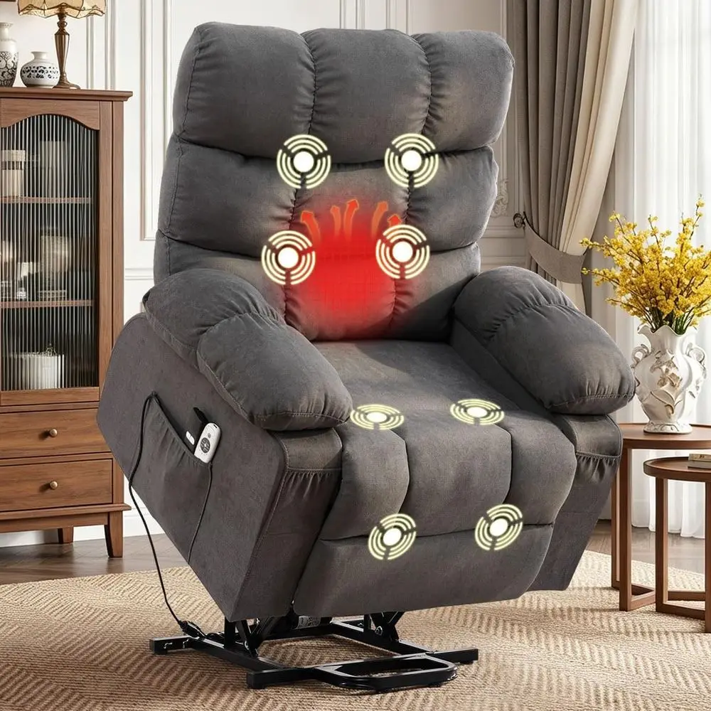 Power Recliner Chair with Massage and Heat, Suitable for Elderly, Living Room with Cup Holders
Power Recliner Chair with Massage and Heat, Suitable for Elderly, Living Room with Cup Holders