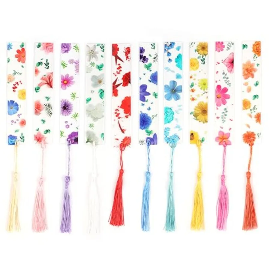 , 10 Pack Transparent Floral Flower Resin Bookmark Page Marker with Tassels Gifts for Book Lover
, 10 Pack Transparent Floral Flower Resin Bookmark Page Marker with Tassels Gifts for Book Lover