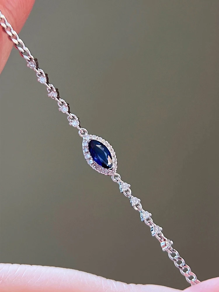S925 Sterling Silver Women's Bracelet Horse Eye Shaped Blue Zirconia September Birthstone Elegant Hand Jewellery Party Gifts
S925 Sterling Silver Women's Bracelet Horse Eye Shaped Blue Zirconia September Birthstone Elegant Hand Jewellery Party Gifts