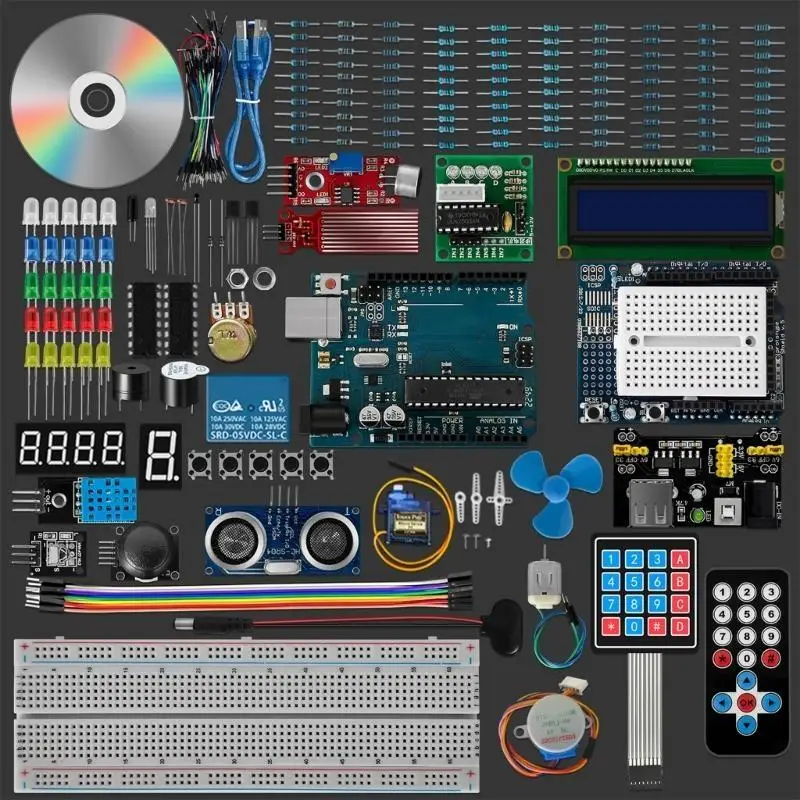 652F DIY Super Starter for SET Breadboard UN-R3 Control Board LED Diodes Resistors, LCD1602 RFID-module- Over 50 Kinds
652F DIY Super Starter for SET Breadboard UN-R3 Control Board LED Diodes Resistors, LCD1602 RFID-module- Over 50 Kinds