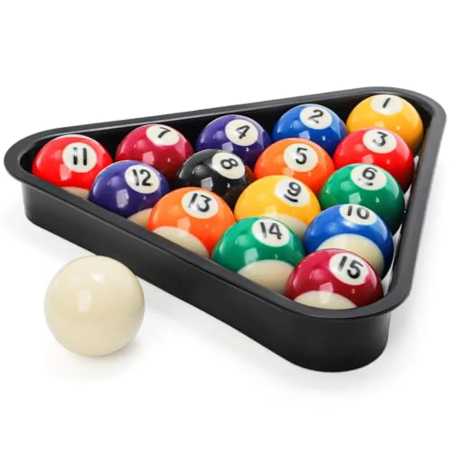 Billiard Balls Set Mini Size, 1-1/2 Inch Pool Ball Set, Complete 16 Balls with Billard Rack for 6 Feet Pool, Snooker Pools Tabl
