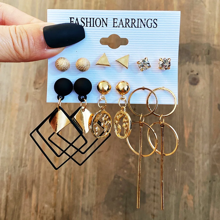 New Elephant Rhombus Ring Stud Earrings Set 5 Pairs of Creative Retro Simple Alloy Earrings Women
New Elephant Rhombus Ring Stud Earrings Set 5 Pairs of Creative Retro Simple Alloy Earrings Women