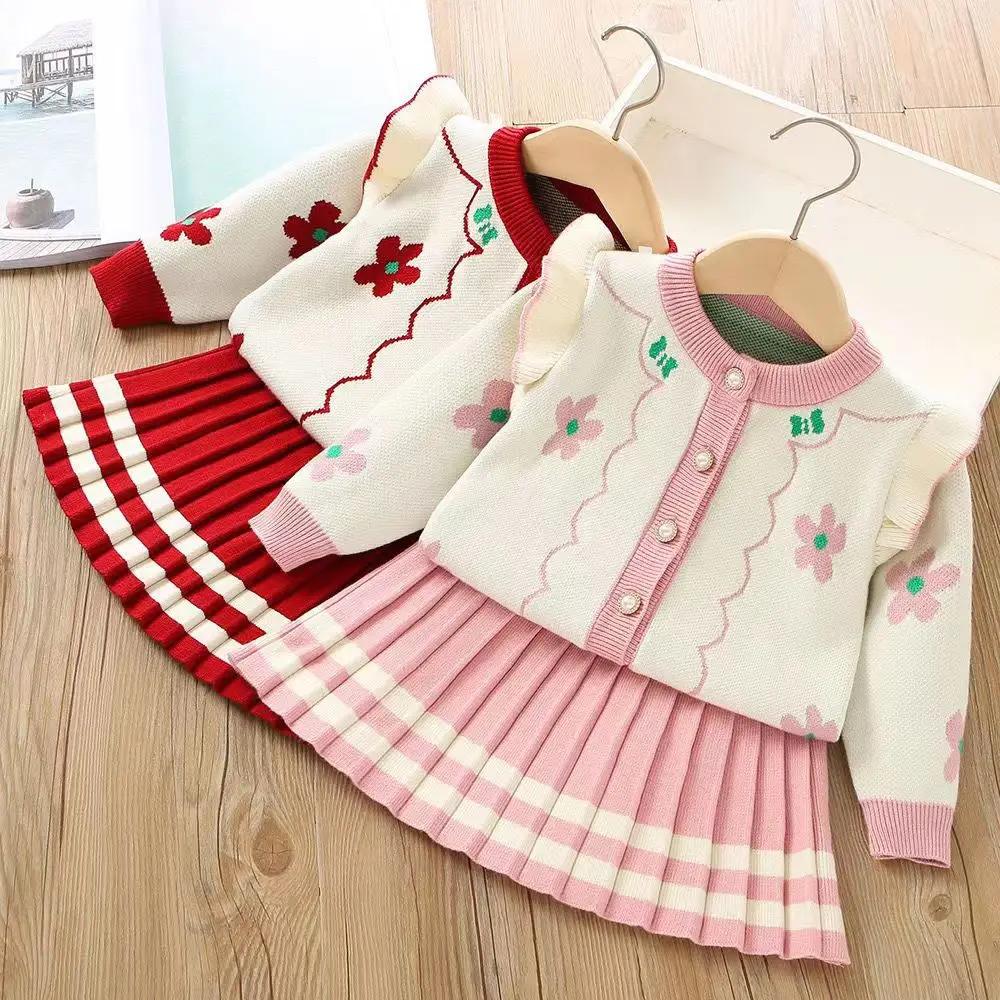 Girls Sweater Set 2023 Autumn/Winter New Korean Edition Fashionable Flower Knitted Pleated Skirt Princess Dress Two Piece Set
Girls Sweater Set 2023 Autumn/Winter New Korean Edition Fashionable Flower Knitted Pleated Skirt Princess Dress Two Piece Set