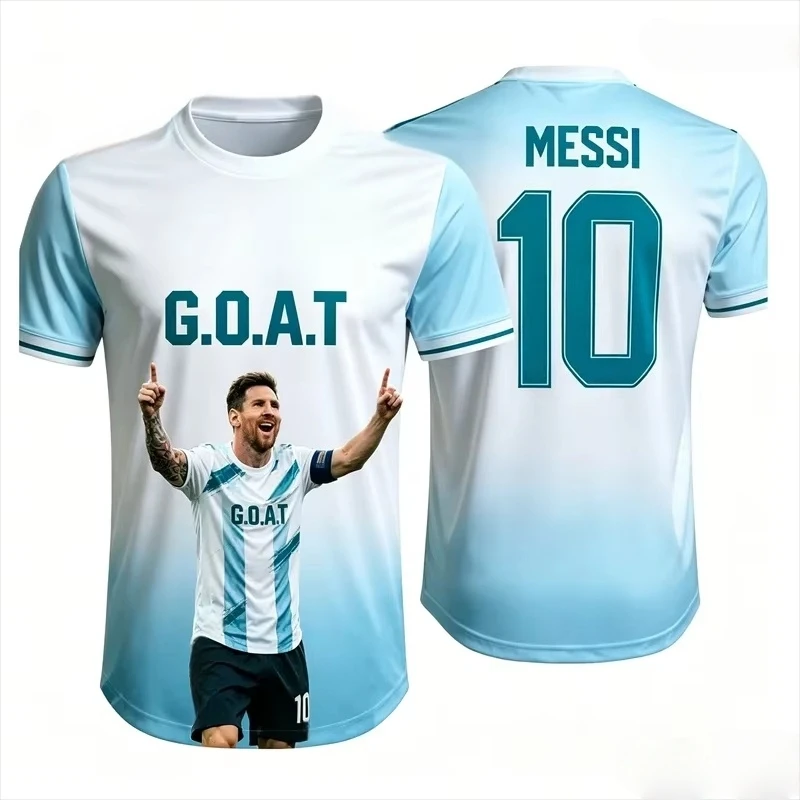 2026 Messi No.10 G.O.A.T Print Football T-shirt, 3D Graphic Sports Jersey, Unisex Adult Kids Casual Short Sleeve Soccer Fan Tops
2026 Messi No.10 G.O.A.T Print Football T-shirt, 3D Graphic Sports Jersey, Unisex Adult Kids Casual Short Sleeve Soccer Fan Tops