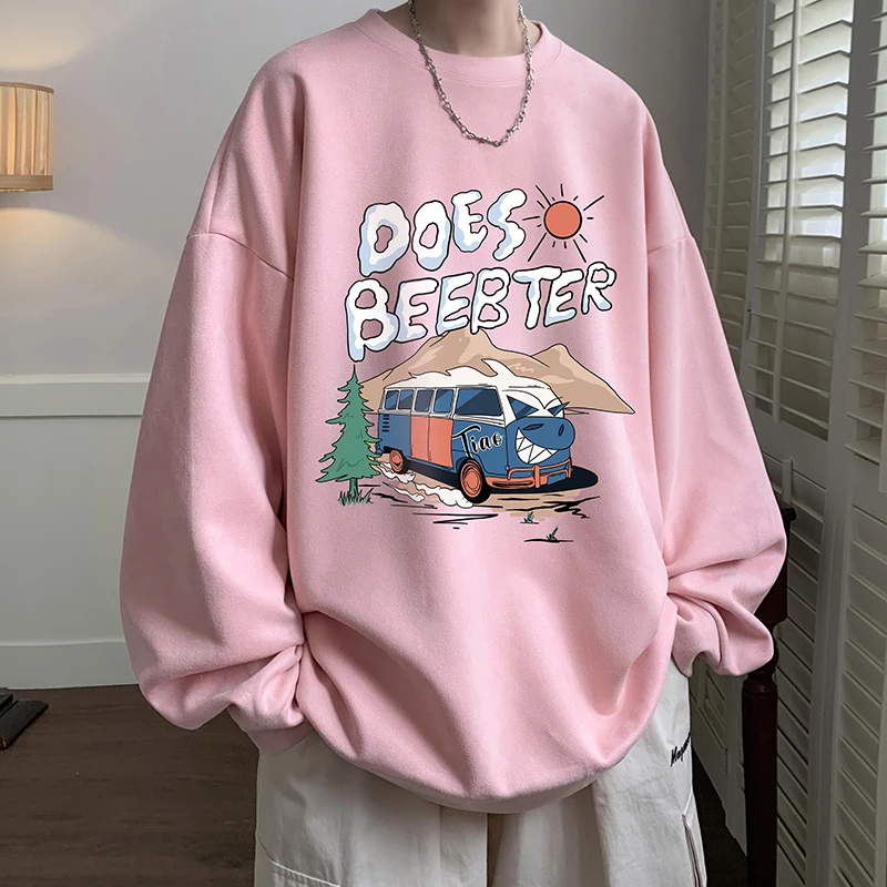 Pink Suede Sweatirt Men's Spring Autumn Vintage Loose Long Sve round Ne American Retro Heavy Base irt Casual Faion
Pink Suede Sweatirt Men's Spring Autumn Vintage Loose Long Sve round Ne American Retro Heavy Base irt Casual Faion