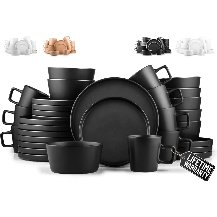 Terra Stoneware Набор столовой посуды из 32 предметов Набор кустарных керамических тарелок и мисок, изготовленный на 2300 сервизов для 8 черных матовых идеальных f
Terra Stoneware Набор столовой посуды из 32 предметов Набор кустарных керамических тарелок и мисок, изготовленный на 2300 сервизов для 8 черных матовых идеальных f