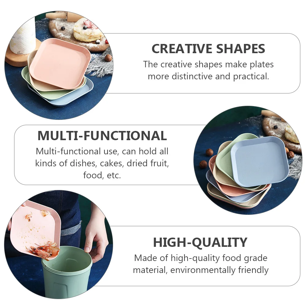 8 pcs Wheat Tableware Bone Plates Dessert Food Serving Fruit Practical Saucer Dishes Household Containers Child Multi Functional
8 pcs Wheat Tableware Bone Plates Dessert Food Serving Fruit Practical Saucer Dishes Household Containers Child Multi Functional