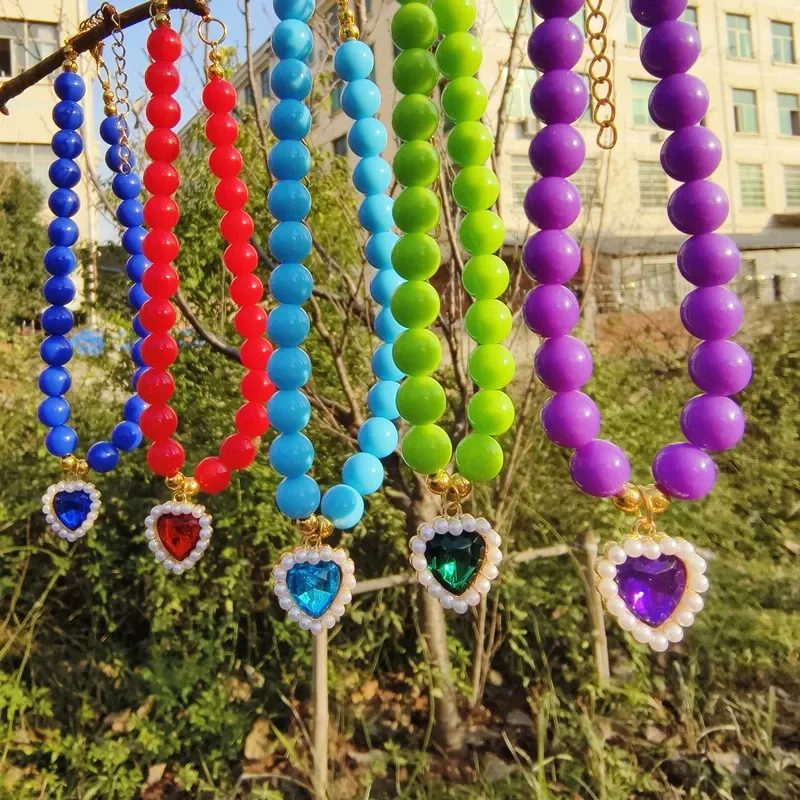 Colorful Adjustable Dog Collar Cat Pearls Necklace with Rhinestones Heart Charm Pet Puppy Jewelry Female Puppy Chihuahua Yorki
Colorful Adjustable Dog Collar Cat Pearls Necklace with Rhinestones Heart Charm Pet Puppy Jewelry Female Puppy Chihuahua Yorki