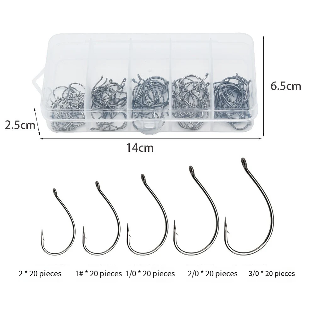 2 Barbed Single Hook 100-Pack for Soft Worm Bait Fishing Lures Compatible with Upside Down Hook Design Carbon Steel Construction
2 Barbed Single Hook 100-Pack for Soft Worm Bait Fishing Lures Compatible with Upside Down Hook Design Carbon Steel Construction