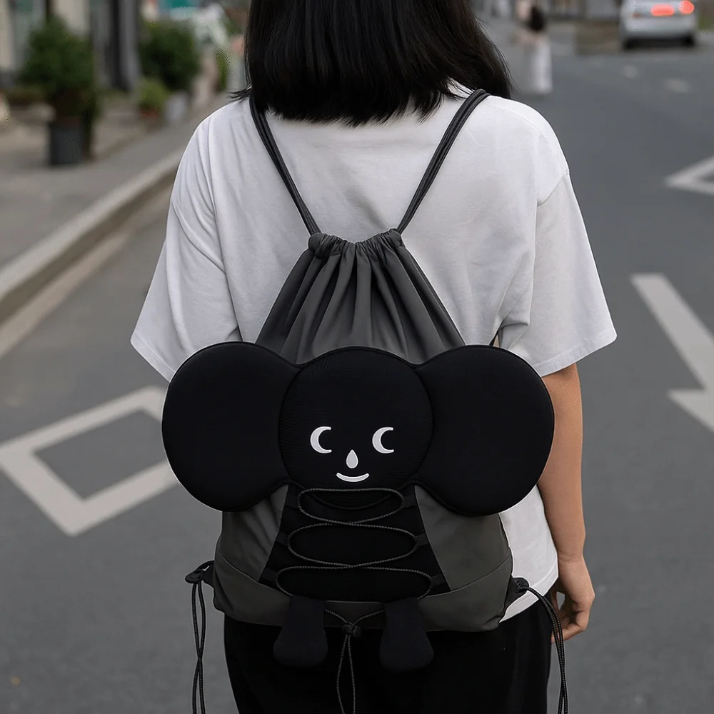 Cute Casual Cartoon Backpack Large Capacity Adorable Doll School Bag Drawstring Lightweight Black Double Shoulder Bag Women
Cute Casual Cartoon Backpack Large Capacity Adorable Doll School Bag Drawstring Lightweight Black Double Shoulder Bag Women
