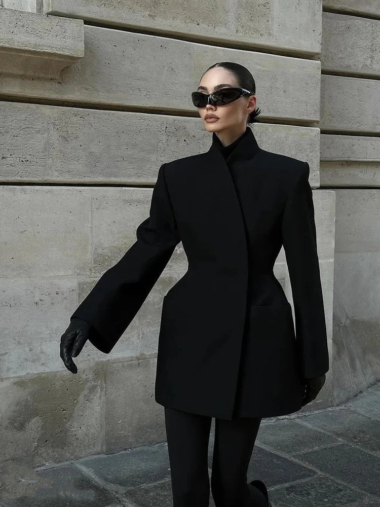 Ele Bla Stand Collar Suit Jaet Women's Autumn Winter New Sle Commute Slim Fit Top High Waist Design Busin Wear
Ele Bla Stand Collar Suit Jaet Women's Autumn Winter New Sle Commute Slim Fit Top High Waist Design Busin Wear