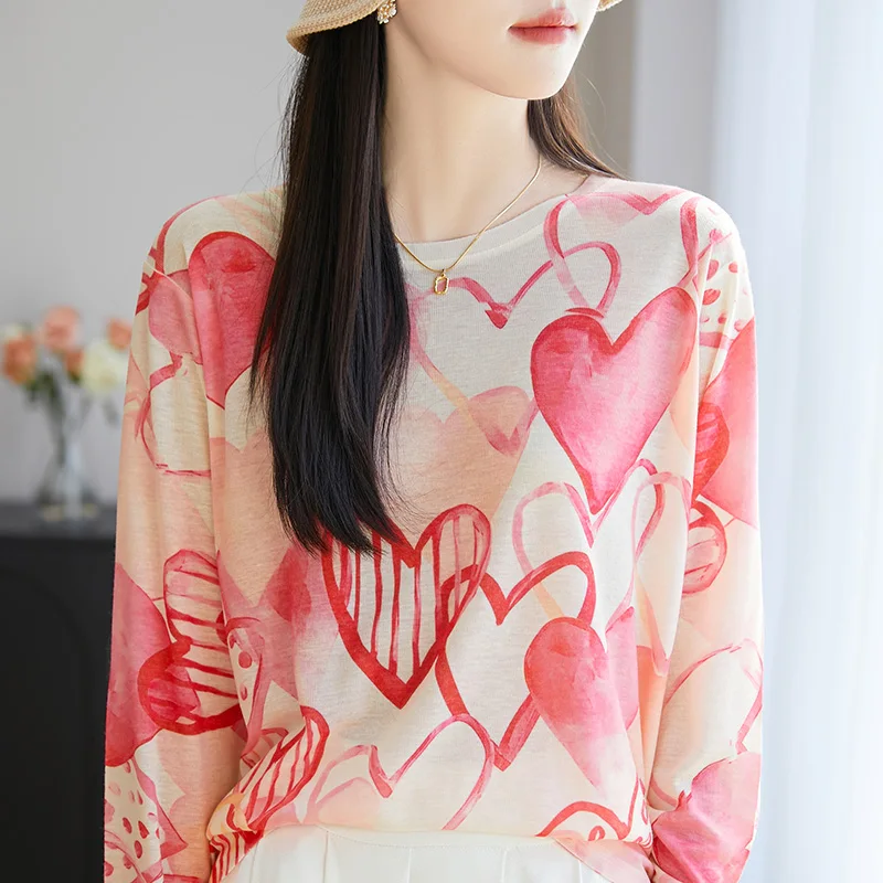 Spring And Summer New Fashion Print Thin Sweater Sunscreen Shirt Round Neck Long Sleeve T-Shirt Water Soluble Bottoming Shirt
Spring And Summer New Fashion Print Thin Sweater Sunscreen Shirt Round Neck Long Sleeve T-Shirt Water Soluble Bottoming Shirt