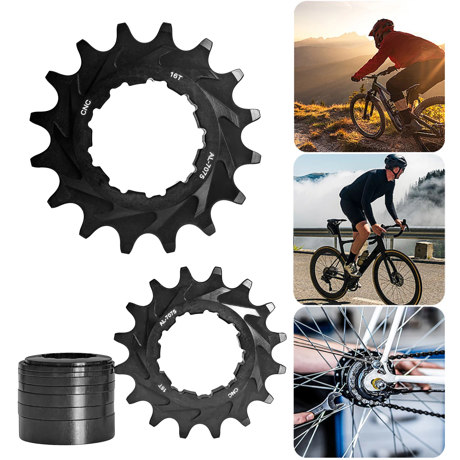 HG 16T Single Speed Flywheel Conversion Kit Aluminum Alloy MTB Bike Cassette Bicycle Freewheel with Multiple Spacers for HG Hub Cycling Parts (Black)
HG 16T Single Speed Flywheel Conversion Kit Aluminum Alloy MTB Bike Cassette Bicycle Freewheel with Multiple Spacers for HG Hub Cycling Parts (Black)