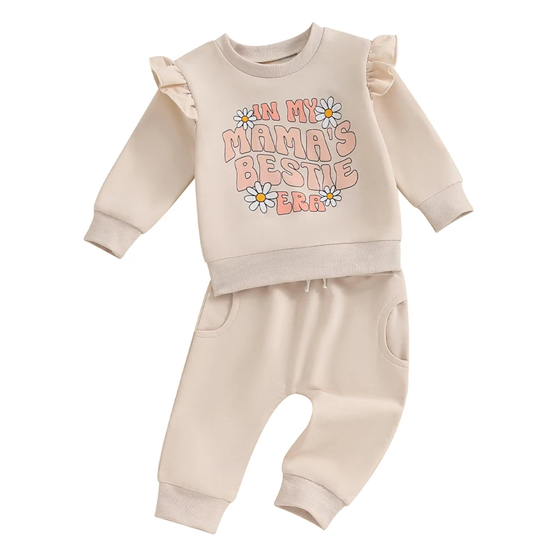 Baby Girls 2-piece Outfit Long Sleeve Crew Neck Letters Flower Print Sweatshirt with Elastic Waist Sweatpants Fall Clothes
Baby Girls 2-piece Outfit Long Sleeve Crew Neck Letters Flower Print Sweatshirt with Elastic Waist Sweatpants Fall Clothes