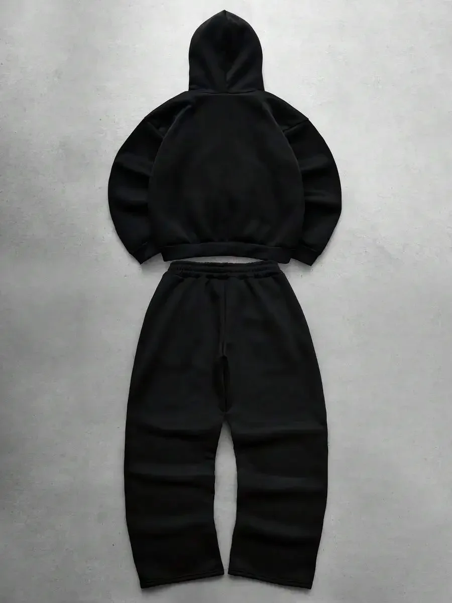 Mens Black Zip-Up Hoodie And Jogger Pants Two Piece Set Casual Streetwear
Mens Black Zip-Up Hoodie And Jogger Pants Two Piece Set Casual Streetwear