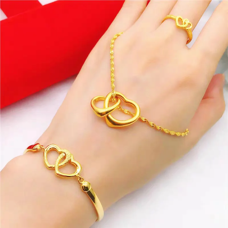 18k Gold Color Fall In Love At First Sight Jewelry Sets for Women Love Heart Pendany Neclace Bracelet Ring Fine Jewelry Gifts
18k Gold Color Fall In Love At First Sight Jewelry Sets for Women Love Heart Pendany Neclace Bracelet Ring Fine Jewelry Gifts